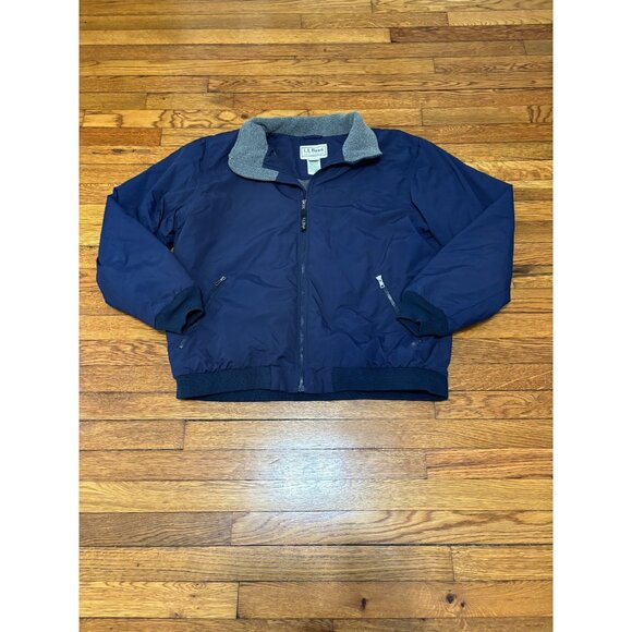LL Bean Mens Warm Up Jacket Sz XL Fleece Lined Zip Up Nylon Outdoors Windbreaker - Picture 1 of 10